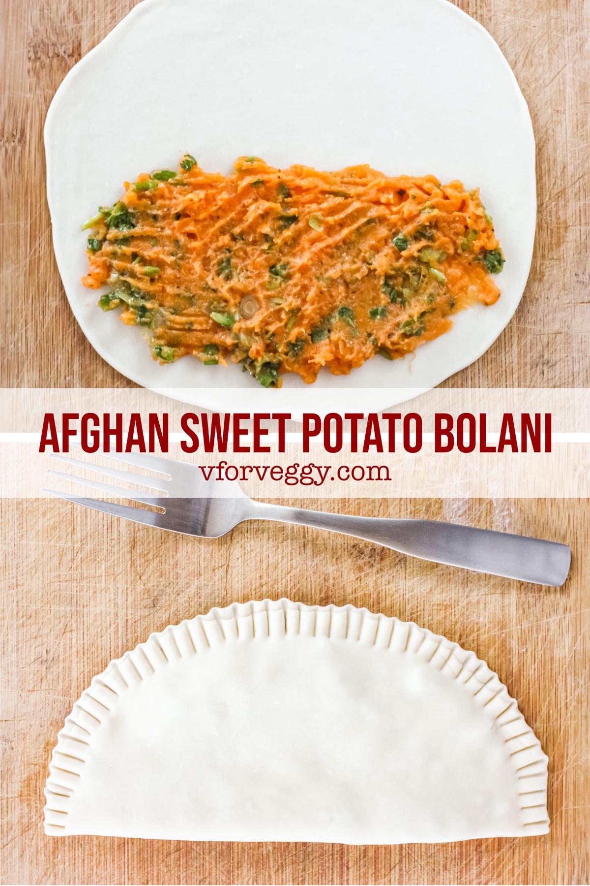How to Shape Afghan Sweet Potato Bolani.