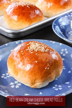 Red Bean Cream Cheese Bread Rolls