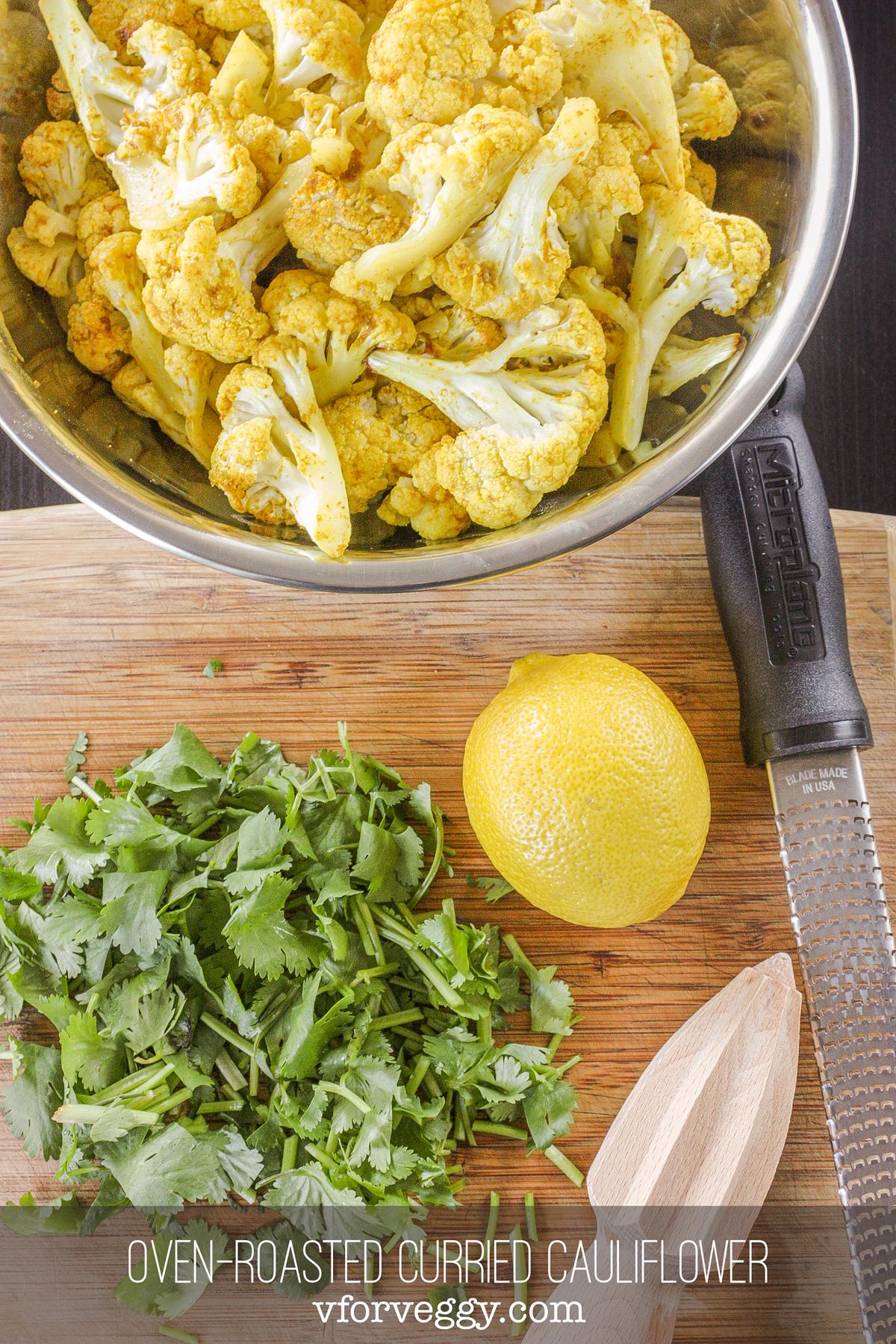 Vegan and Gluten Free Oven Roasted Curried Cauliflower