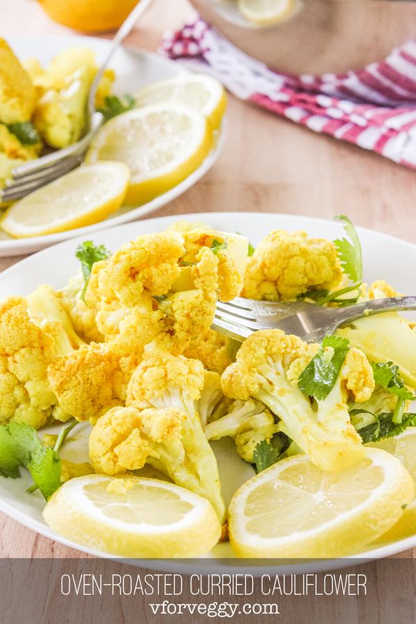 Vegan and Gluten Free Oven Roasted Curried Cauliflower