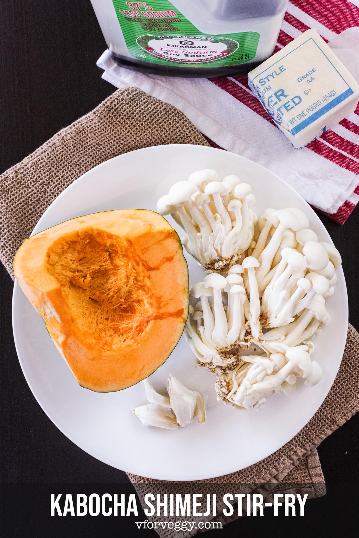 Ingredients for Kabocha Shimeji Stir Fry