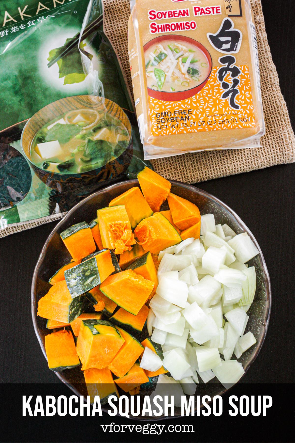 Ingredients to Prepare Kabocha Squash Miso Soup