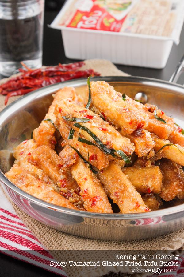 Kering Tahu Goreng - Spicy Tamarind Glazed Fried Tofu Sticks