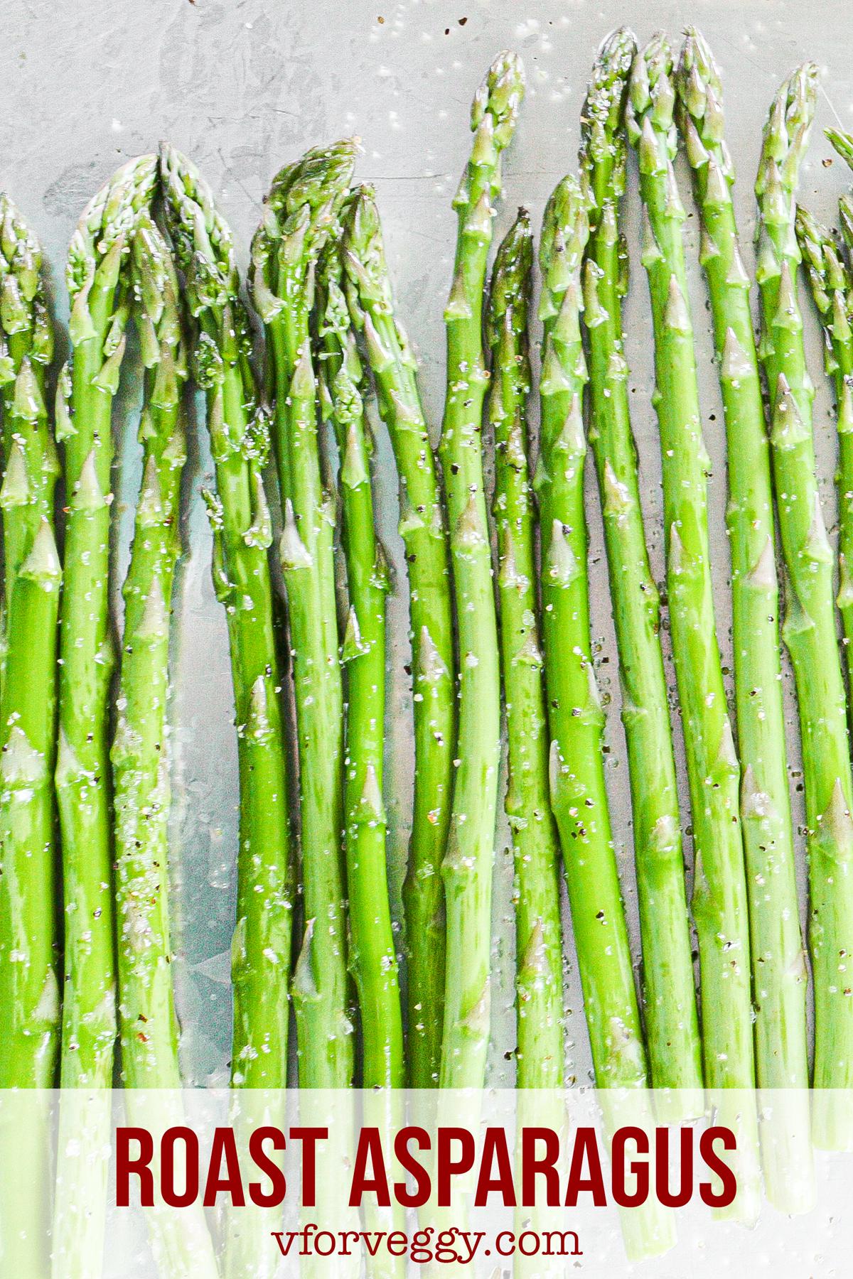 Asparagus, coated with olive oil, with a sprinkle of salt and pepper.