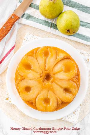 Honey Glazed Cardamom Ginger Pear Cake