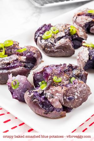 Crispy Baked Smashed Blue Potatoes