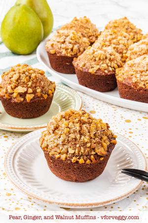 Pear Ginger Walnut Muffins