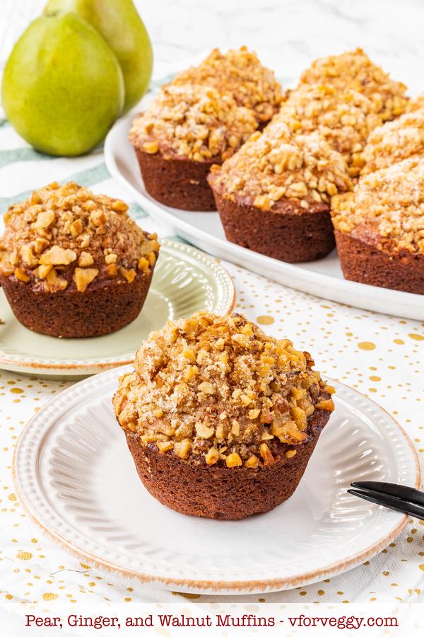Pear Ginger Walnut Muffins
