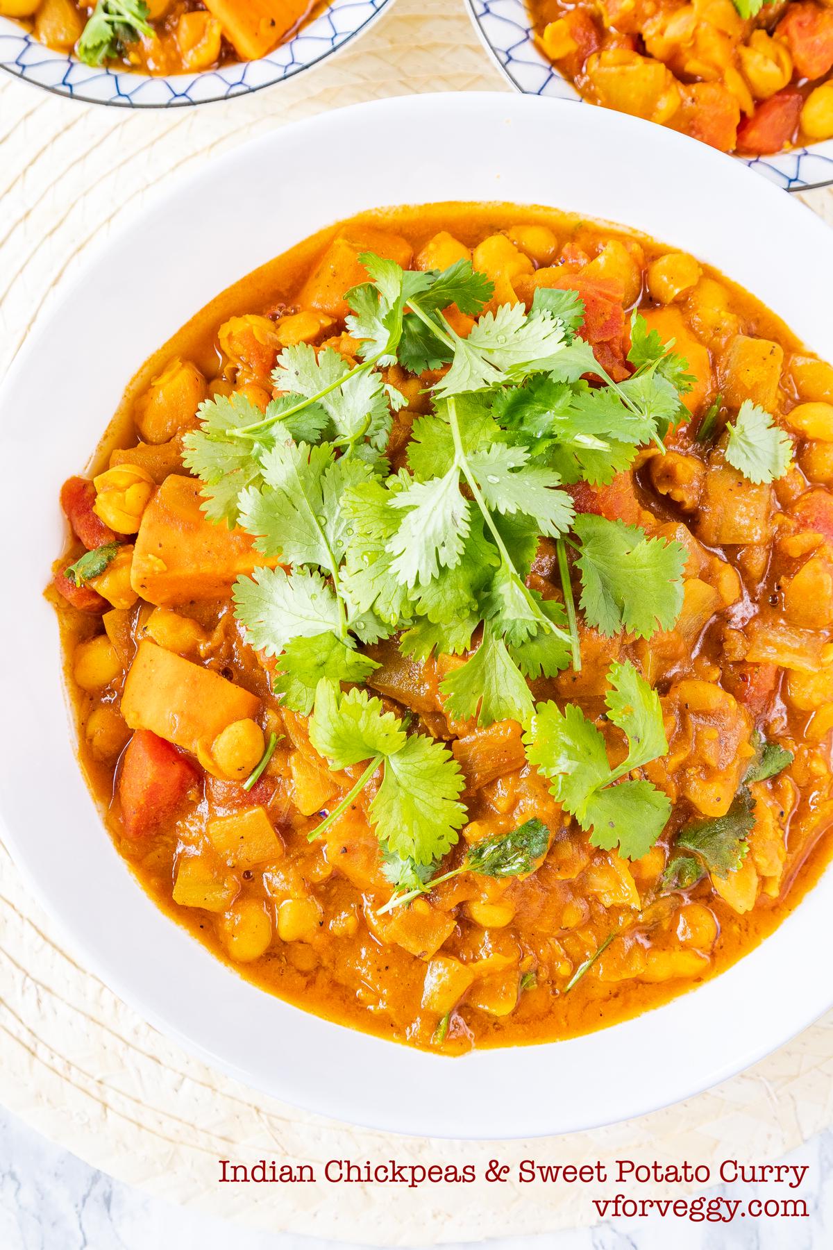 Indian chickpeas and sweet potato curry.