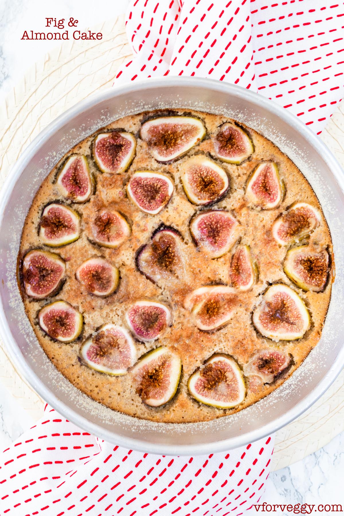 Broiled figs in peach sauce and Plum almond cake